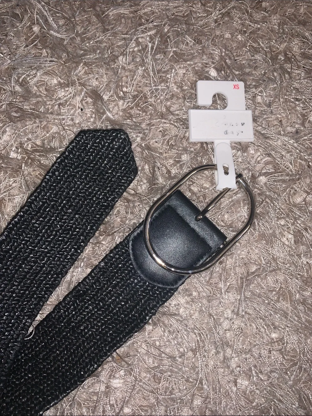A new day Black Stretch Webbing Belt with Double Ring Buckle - XS